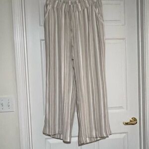 Briggs Sz XL Striped Wide-Leg Pants Linen/Rayon Women’s